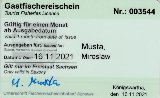 Gastfischereischein (Vorderseite)
