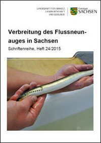 Das Bild zeigt den Titel der Broschüre Verbreitung des Flussneunauges in Sachsen