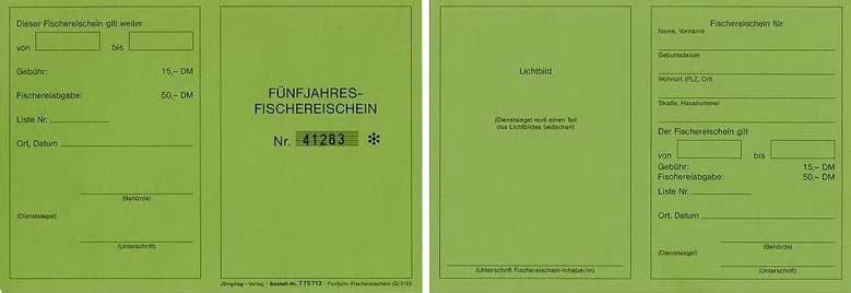 Alter Fischereischein neobond-grün